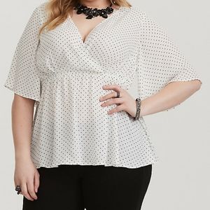 Torrid Lily White Polka Dot Georgette Blou…